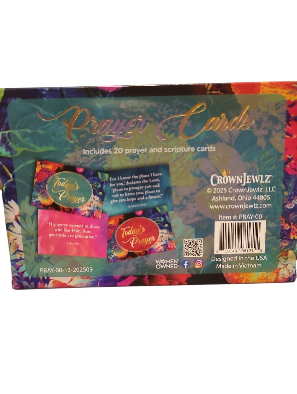 Prayer Cards Box - Floral Red & Multicolor - Picture 2 of 2